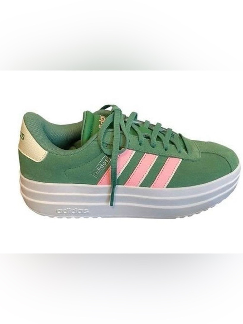 Adidas VL Court Bold Platform
Sneakers Green Pink Suede Low Top Shoes 7.5